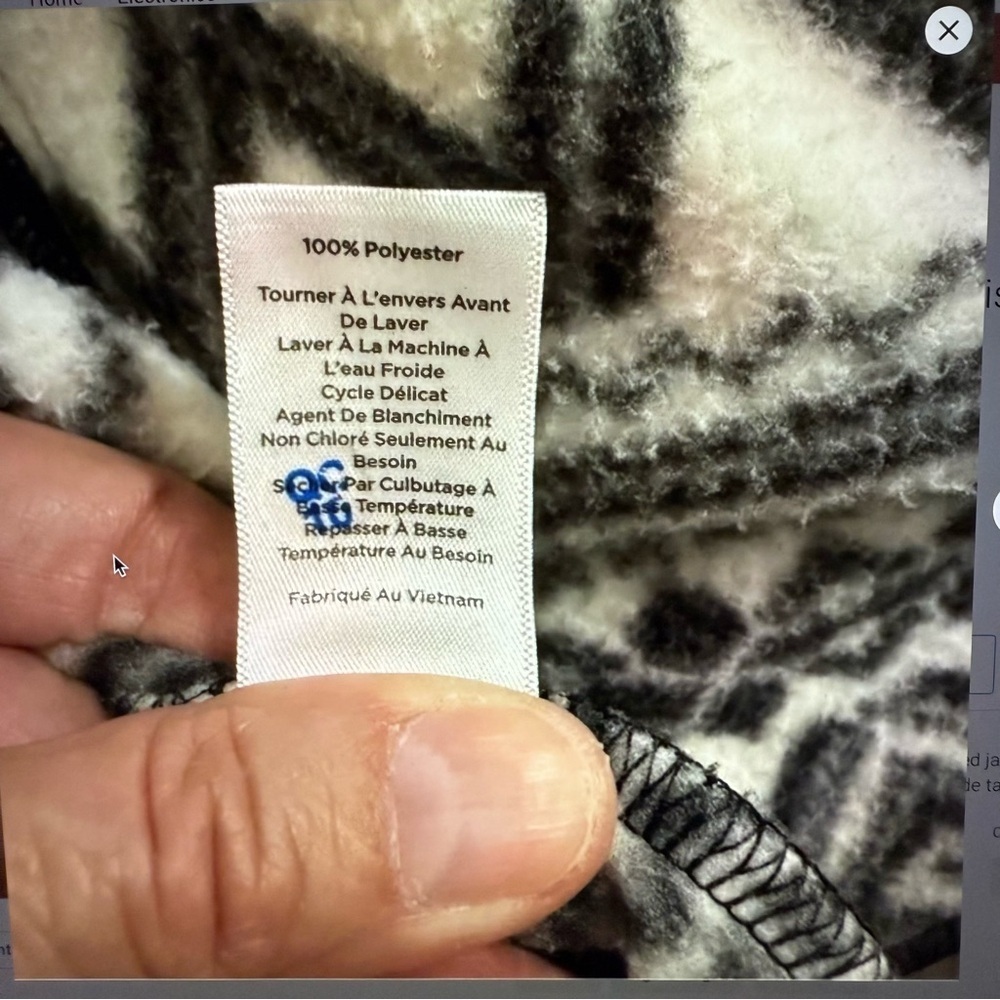 Talbots Women's Black White fair isle geometric fleece zip jacket - Picture 8 of 10